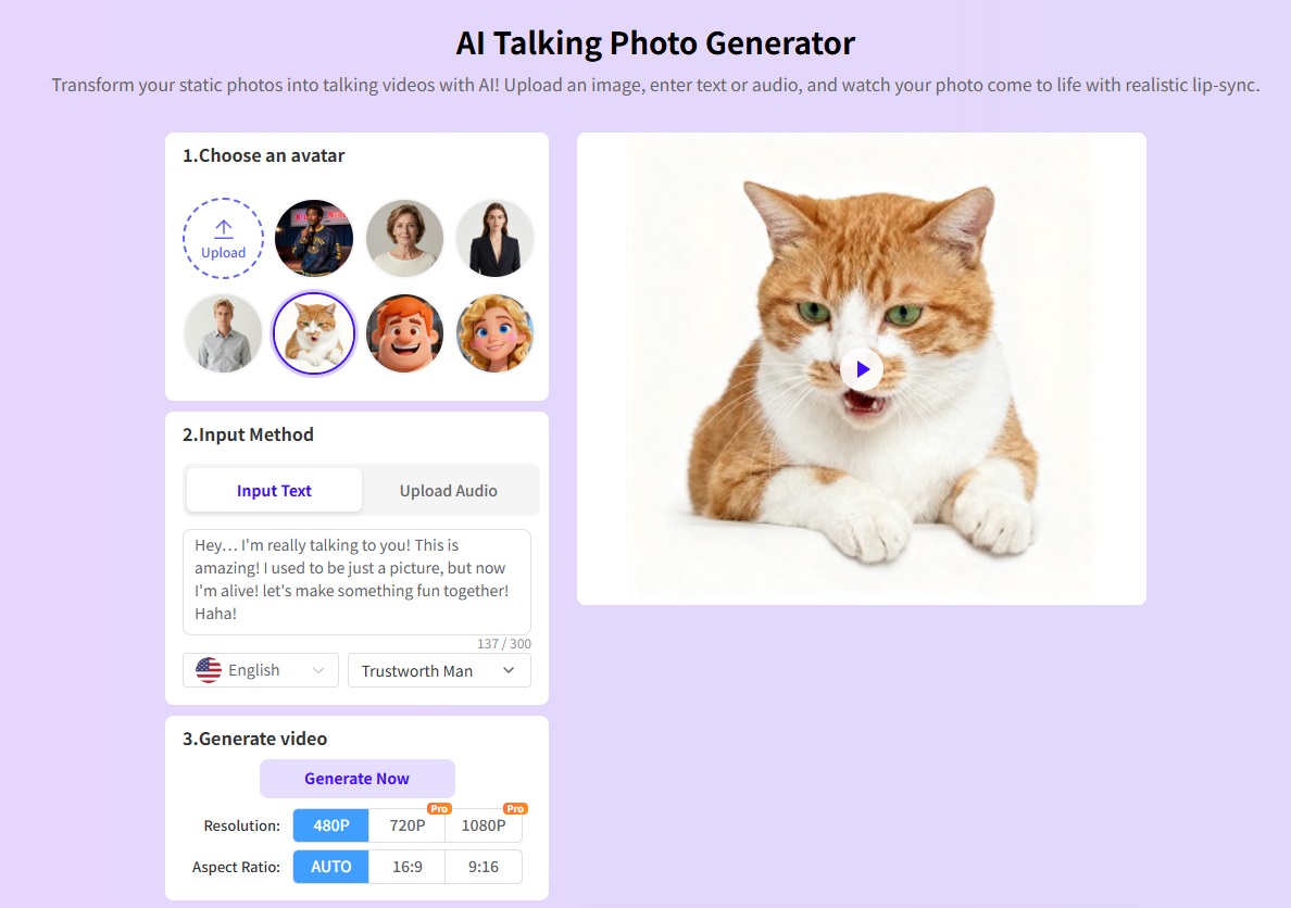 AI Talking Photo Steps